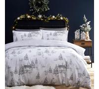 furn. Midwinter Super King Size Snow Toile Duvet Cover Set - White - Wilko