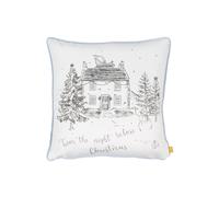 Furn Midwinter Toile Printed Piped Velvet Cushion In White White
