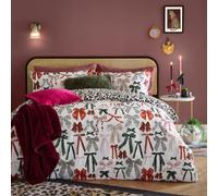 furn. Mila Bows Duvet Cover Set (Leopard - Double) | Reversible Leopard Print Bow Easy Care Polycotton No Iron Bedding