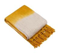 Furn Fringed Throw Mizu Enzyme Washed Slub Dip-Dye Yellow 130 x 170 cm