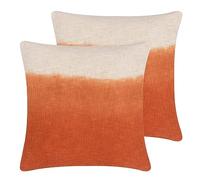 furn. Mizu Square Feather Filled Cushions Twin Pack, Amber, 50 x 50cm
