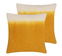 furn. Mizu Square Feather Filled Cushions Twin Pack, Ochre, 50 x 50cm