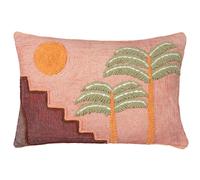 furn. Moloko Embroidered Cotton Polyester Filled Cushion, Pink Sunset