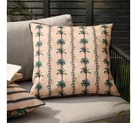 Wylder Monkey Palm Stripe Polyester Filled Cushion - Reversible Water Resistant Tropical Linear Piped Edge Outdoor Decorative Pillow (Papyrus - 45x45cm)