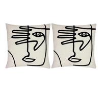 furn. Mono Face Cushion Cover, Linen, 50 x 50cm, Monochrome (Pack of 2)
