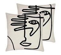 Furn. Mono Face Twin Pack Polyester Filled Cushions Linen, Cream