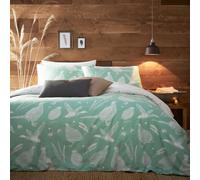Furn. Moorland Birds Double Duvet Cover Set, Cotton, Polyester, Green