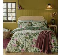 furn. Mystic Berry Duvet Cover Set - Reversible Cotton Blend Botanical Floral Bedding (Green - Single)