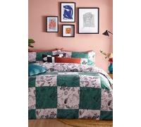furn. Mythos Checkerboard Duvet Cover Set,Green/Natural,Single