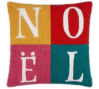 furn. Noelle Loop Feather Filled Cushion (Multicolour - 45x45cm) | Tufted Textured Bold Festive Christmas Slogan Decorative Pillow