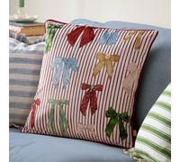 Furn Noortje Bows Piped Polyester Filled Cushion | Size: 45 cm x 45 cm Furn Multicolor 45 cm x 45 cm