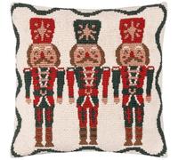 furn. Nutcracker Trio Feather Filled Cushion - Festive Christmas Tufted Decorative Pillow with Textured Nutcracker Design (Multicolour - 45x45cm)