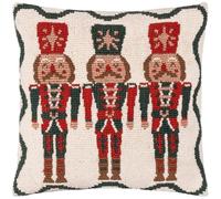furn. Nutcracker Trio Feather Filled Cushion - Festive Christmas Tufted Decorative Pillow with Textured Nutcracker Design (Multicolour - 45x45cm)
