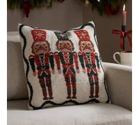 furn. Nutcracker Trio Polyester Filled Cushion - Festive Christmas Tufted Decorative Pillow with Textured Nutcracker Design (Multicolour - 45x45cm)