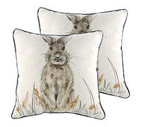furn. Oakwood Hare Twin Pack Feather Filled Cushions, Multi, 43 x 43cm