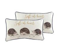 Evans Lichfield Oakwood Hedgehogs Twin Pack Polyester Filled Cushions, Multi, 30 x 50cm