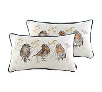 furn. Oakwood Robin Twin Pack Feather Filled Cushions, Multi, 30 x 50cm