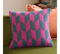 furn. Olsen Polyester Filled Cushion - Geometric Soft Feather Yarn Retro Decorative Pillow (Retro Pink - 45x45cm)