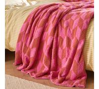 furn. Olsen Feather Yarn Throw - Soft Geometric Double Sided Blanket (Pink Pop - 130x180cm)