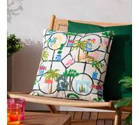 furn. Multicolour Palm Royale Club Printed Polyester Filled Outdoor Cushion 45 x 45cm - Wilko