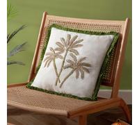 furn Palm Tree Motif Fringe Cushion - Green - 45x45cm