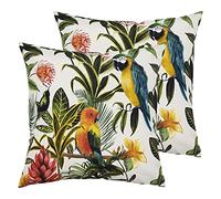 furn. Parrots Polyester Filled Outdoor Cushions (Twin Pack), Multi/Teal, 43 x 43cm