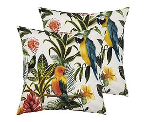 furn. Parrots Polyester Filled Outdoor Cushions (Twin Pack), Multi/Teal, 43 x 43cm