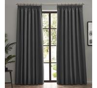 furn. Dawn Textured Blackout Pencil Pleat Curtains - Thermal Lined Pair (Charcoal - Width 168 x Drop 229cm)