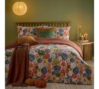 furn. Picking Patch Duvet Cover Set - Reversible Autumn Pumpkin Easy Care Bedding (Pecan - Single - 137x200cm)