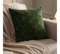 Picking Patch Embroidered Velvet Cushion Furn Green 45cm x 45cm