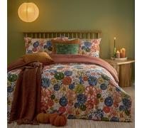 furn. Picking Patch Duvet Cover Set - Reversible Autumn Pumpkin Easy Care Bedding (Pecan - Single - 137x200cm)