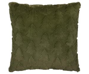 furn. Pines Cushion Cover - Soft Faux Fur Double-Sided Woodland Winter Decorative Case with Raised Tree Design (Forest Green - 50x50cm)