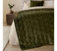furn. Pines Throw - Raised Tree Velvet Blanket with Plain Reverse (Forest Green - 150x200cm)