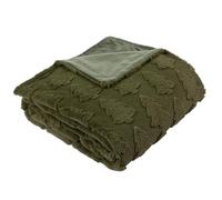 furn. Pines Throw - Raised Tree Velvet Blanket with Plain Reverse (Forest Green - 150x200cm)