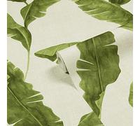 furn. Plantain Botanical Printed Wallpaper, Green