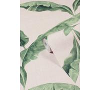 furn. Plantain Botanical Printed Wallpaper, Teal/Blush