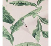furn. Plantain Botanical Printed Wallpaper, Teal/Blush