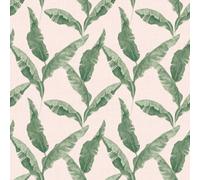 Furn. Plantain Teal Blue/blush Pink Botanical Printed Wallpaper Sample