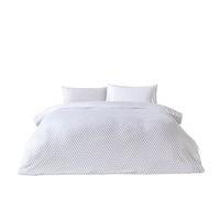The Linen Yard Polka Tuft White 100% Cotton Duvet Cover & Pillowcase Set White