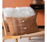 Furn Cushion Pritta Embroidered Tasselled Polyester Filled Brown 40 x 60 cm