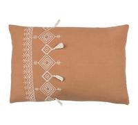 furn. Pritta Cushion Cover - Bohemian Geometric Embroidered Cotton Tassel Trim Case (Cinnamon - 40x60cm)