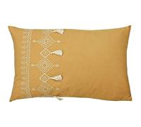 Furn Cushion Pritta – Cotton Cover, Embroidered Tasselled, Polyester Filled – Mustard 40 x 60 cm