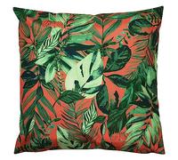 furn. Psychedelic Jungle Cushion Cover - Water Resistant Colourful Tropical Leaf Outdoor Decorative Case (Coral - 43x43cm)