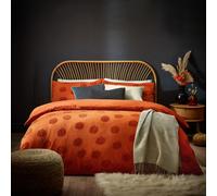Furn Duvet Cover Set Pumpkin Tufted 100% Cotton Burnt Orange Super King