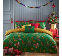 Furn Duvet Set Purrfect Christmas Reversible Green Leopard Toddler