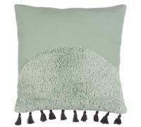 furn. Radian Cushion Cover - Textured Semi Circle Tufted Cotton Tassel Trim Decorative Case (Eucalyptus - 45x45cm)