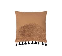 Furn Radian Semi Circle Tufted Cotton Tasselled Cushion In Brown Brown