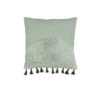 Furn Radian Semi Circle Tufted Cotton Tasselled Cushion In Light Green Light Green