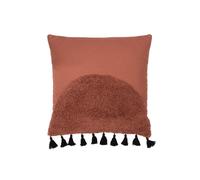 Furn Radian Semi Circle Tufted Cotton Tasselled Cushion In Red Red