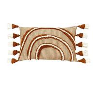 Furn Rainbow Tufted Tassel Cushion Cover - Brick Red - One Size - Brick Red - 100% Cotton